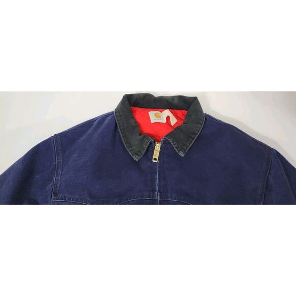 Vintage Carhartt Mens XL Blue Santa Fe Work Jacket Red Quilt Lined J14 Y2K USA - Picture 14 of 15